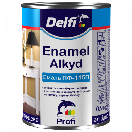 Емаль алкідна ТМ 'Delfi' 0,9 кг ПФ -115П червоно-коричнева,