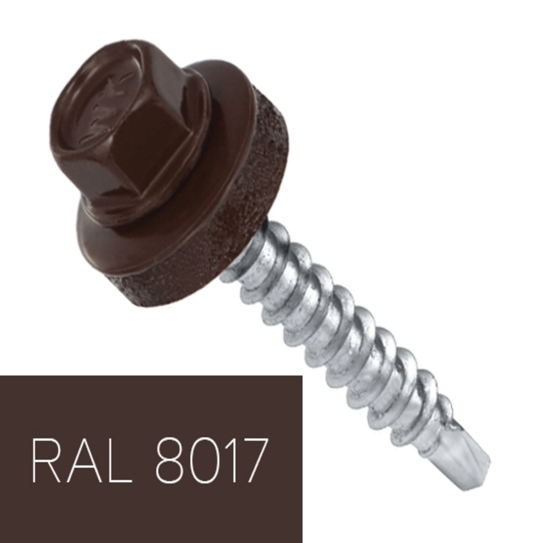 Саморіз шестигр. 4,8х35 резинова пресшайба WМ Ral 8017 (250шт)