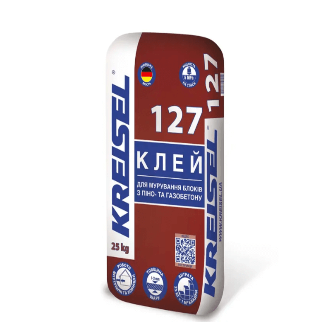 Клей Kreisel 127 суміш для мурування блоків з газо та пінобетону 25кг