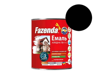 Емаль ПФ-115 0,9кг чорна ФАЗЕНДА