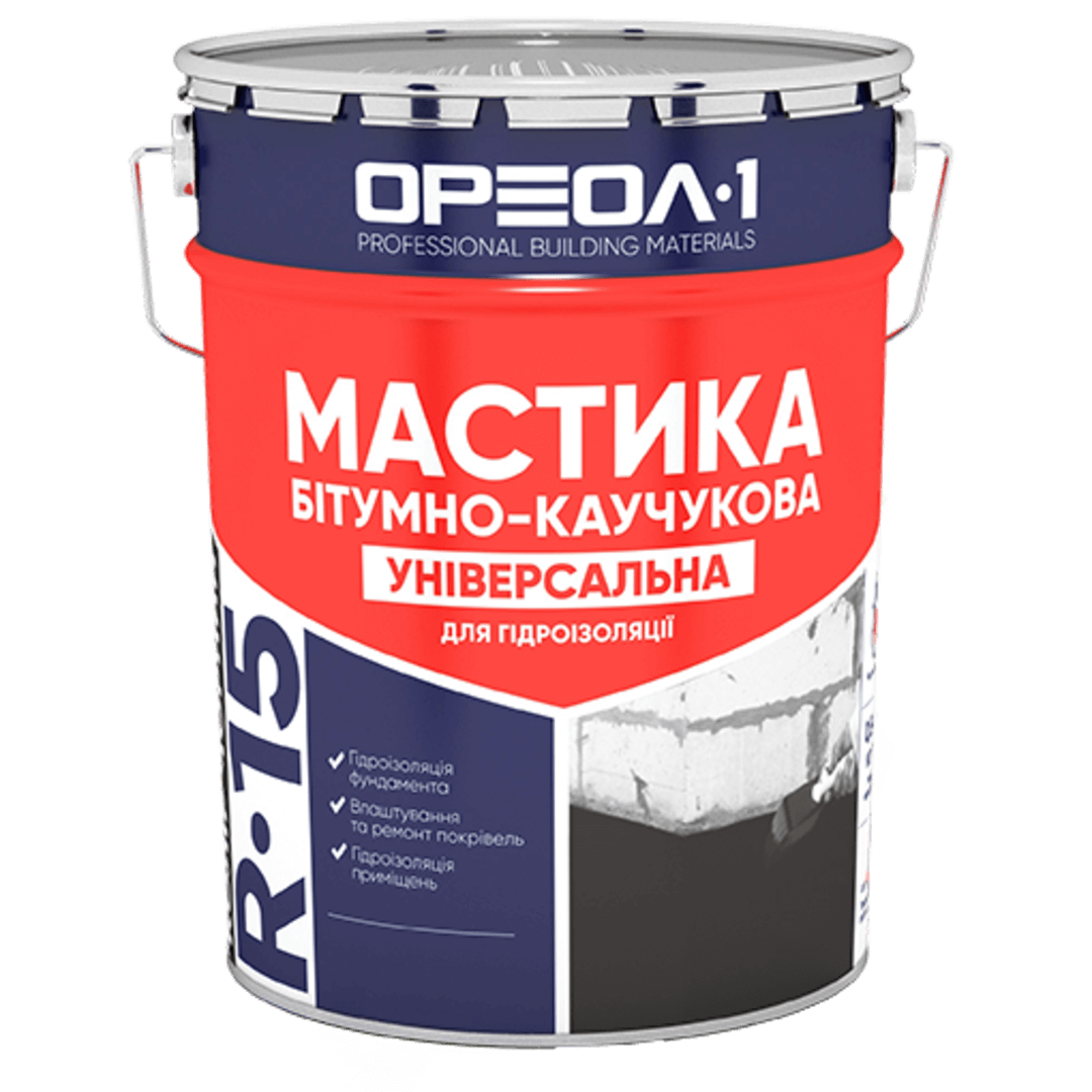 Мастика бітумно-каучкова Універсальна ОРЕОЛ 3кг R15