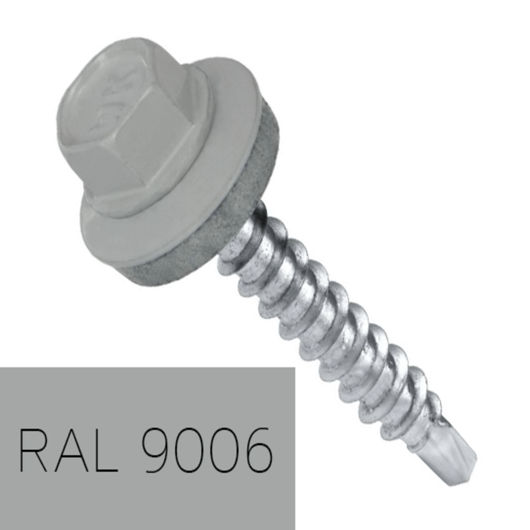 Саморіз шестигр. 4,8х19 резинова пресшайба WFD Ral 9006 (250шт)